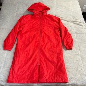 Totes Women’s Bright Red-Orange Fleece Lined Long Rain Coat Size Large